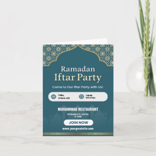 Blå, vit och guld Ramadan Iftar-inbjudningsaffisch Inbjudan