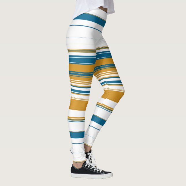 Blå vit och Gult Rand Leggings (Höger)