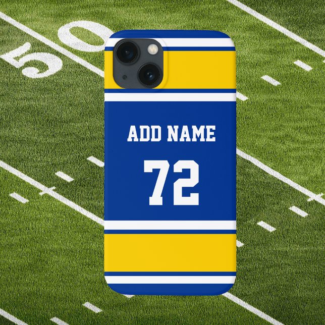 Blå vit- och Gult Sports Rand (Blue White and Sol Yellow Sport Stripes Phone Case. Customize It!)
