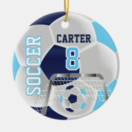Blå, vit och Mörk blått ⚽ Julgransprydnad Keramik