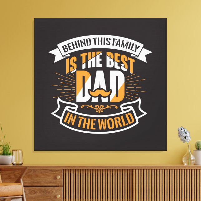 Blå vit Orange Fars dag-familjen, bästa Pappa Canvastryck (Insitu (Vardagsrum))