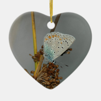 Blå vit Orange med Black Spots Butterfly Julgransprydnad Keramik