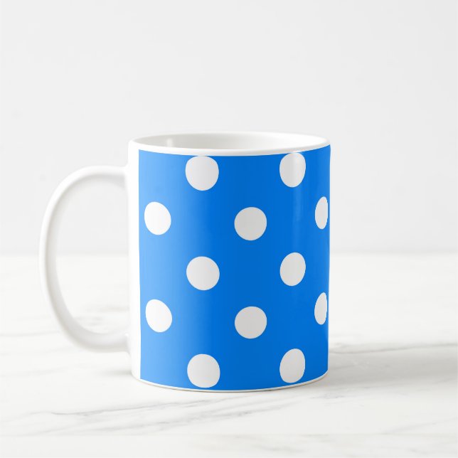 Blå vit Polka dots-design Kaffemugg (Vänster)