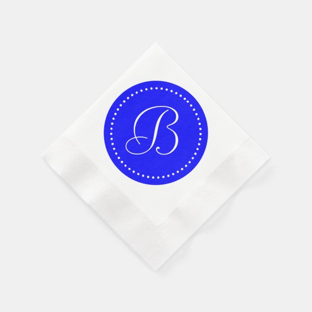 Blå/Vit Prick Monogram Pappersservett (Hörn)