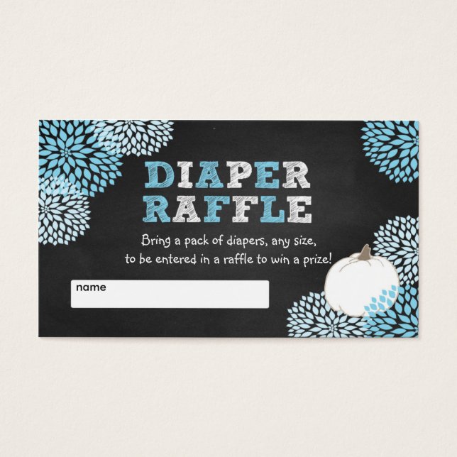 Blå vit Pumpkin-babyduschraffel biljett (Framsidan)