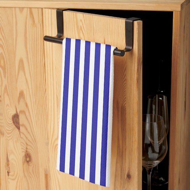 Blå Vit Randig Kock Kökshandduk (Thirds Fold)