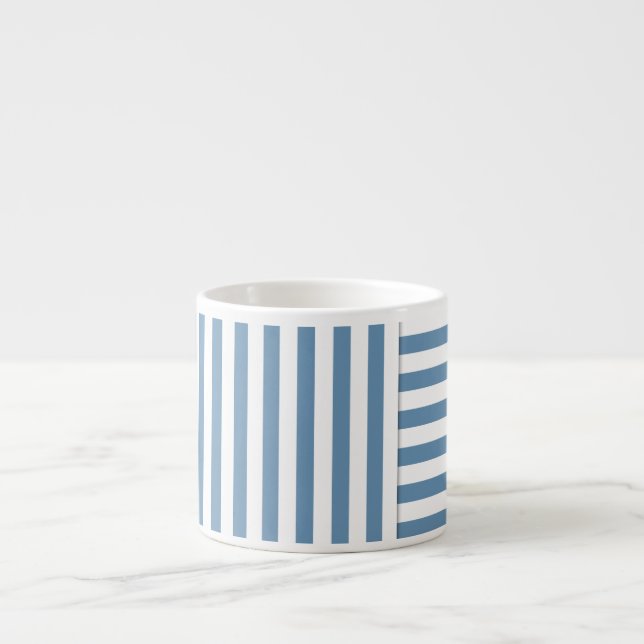 blå-vit randig mönster espressomugg (Framsidan)
