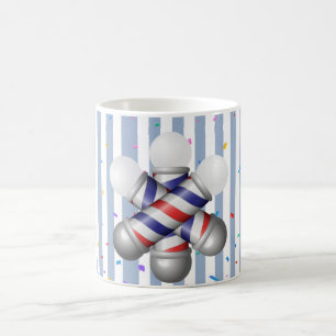 Blå & Vit Randig Mugg Barberstolpe