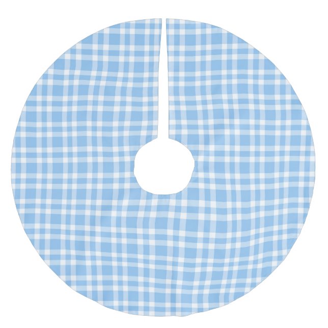 Blå-vit randigt mönster julgransmatta borstad polyester (Framsidan)