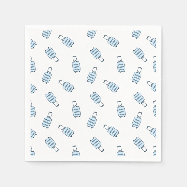 Blå vit resväska Sömlös Mönster Pappersservett (Framsidan)