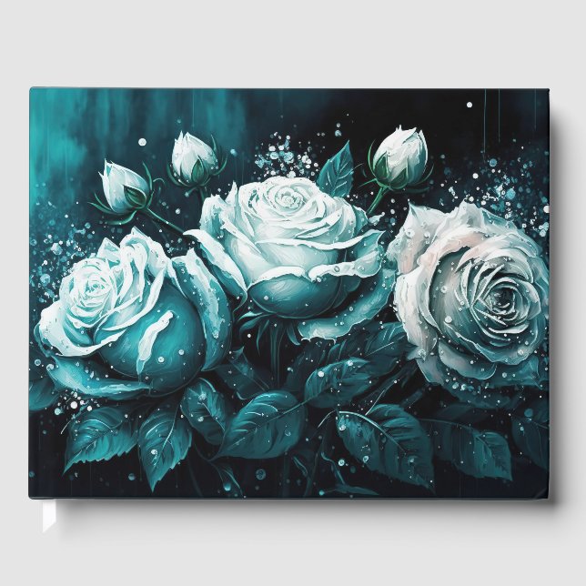 Blå & Vit ros Gästböcker (Framsida)