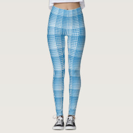 Blå-vit rutig abstrakt mönster leggings