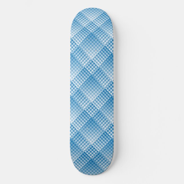 Blå Vit Rutig Abstrakt Mönster Mini Skateboard Bräda 18,5 Cm (Framsida)