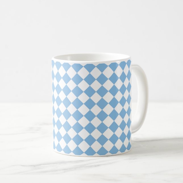Blå vit rutig diamantmönster kaffemugg (Framsida höger)