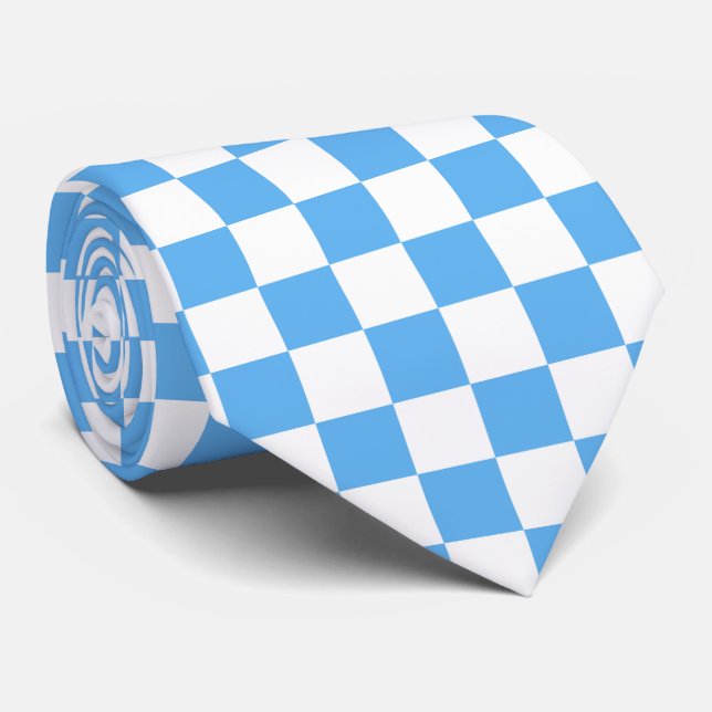 Blå vit rutig mönster slips (Rullad)