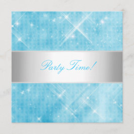 Blå vit Silver Ljus Party Inbjudningar