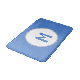 Blå Vit Silver Monogram Badrumsmatta