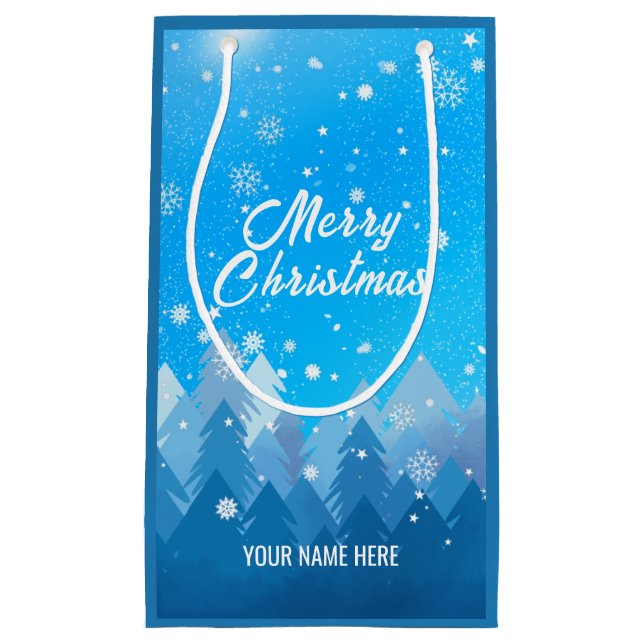 Blå vit Snö Fredlig jul - jul - ny Sma (Framsidan)