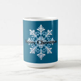 Blå vit snöflammande jul kaffemugg