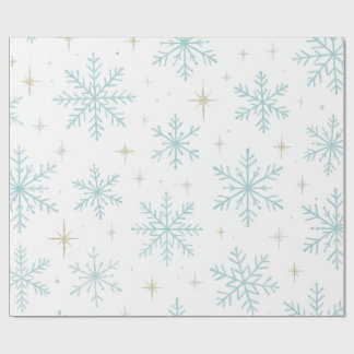 Blå & Vit Snöflinga Glitter Inpackningspapper Presentpapper