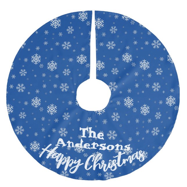 Blå vit snöflinga Skriv ut jultomte Julgransmatta Borstad Polyester (Framsidan)
