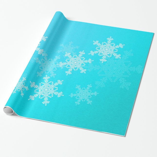 Blå vit Snöflingor - minimalistisk jul Presentpapper (Utrullad)