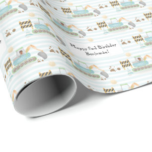 Blå vit stripe-byggdiggeraren Photo Namn Presentpapper