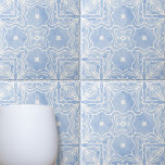 Blå vit symmetrisk Mönster med marble look Kakelplatta<br><div class="desc">Den keramiska plattan har en skarp symmetrisk mönster som är målad i olika blå nyanser. Den centrala utformningen, som liknar en blomma eller stjärna, omges av ornat linjer och kurvor och skapar en infångande visuell effekt. I varje hörn av plattan finns det fyra liknande utformningar som verkar vara abstrakter av...</div>