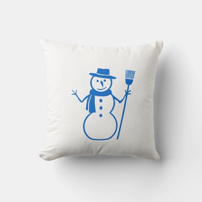 blå & vit tomte och GOD JUL Kudde (Framsida)