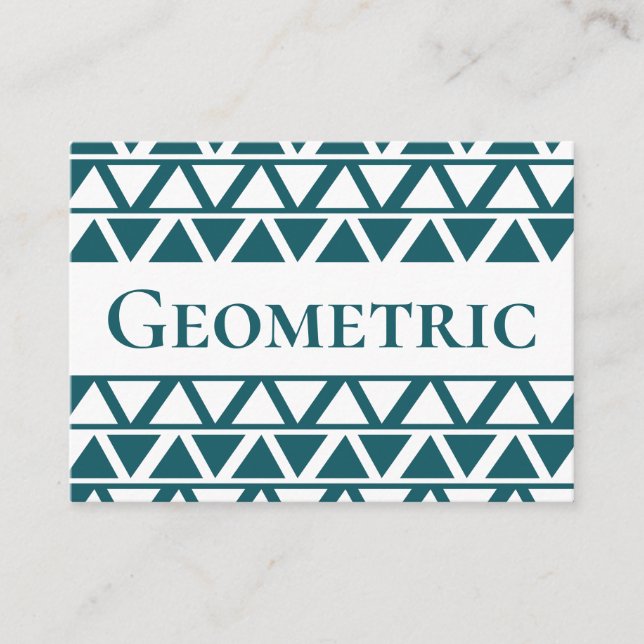 Blå Vit Triangelränder Geometrisk  Visitkort (Framsida)