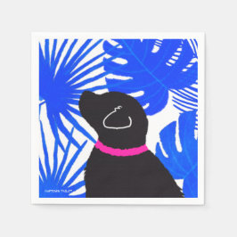 Blå vit Tropical Island Black Hund Party Napkin Pappersservett