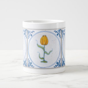 Blå vit Tulip Faux Tile Coffee Mugg Jumbo Mugg