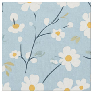 Blå Vit Tusensköns Cottagecore Blommönster Tyg