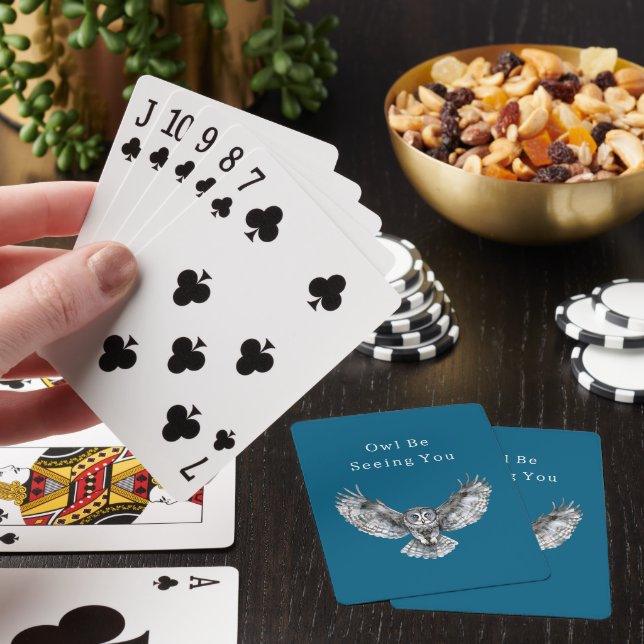 Blå Vit Uggla   Casinokort (På plats)