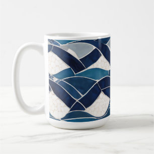 Blå vit våg Mönster 01 Kaffemugg