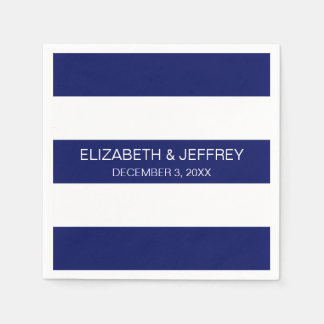 Blå vit vågrät skiva Rand #3 Monogram Pappersservett