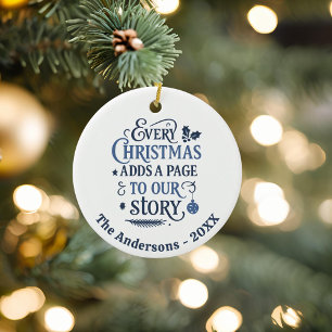 Blå vit vår historia, typografi Jul Julgransprydnad Keramik