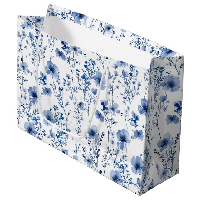 Blå Vit Vildblomma Akvarell Blommig (Framsidan Vinklad)