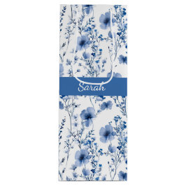Blå Vit Vildblomma Blommig Monogramnamn