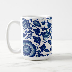 Blå Vit Vildblomma Fransk Landstil Chinoiserie Kaffemugg