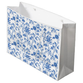 Blå vit vintage blommig toile-mönster
