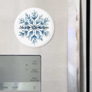 Blå vit vintersnöflammande jul magnet