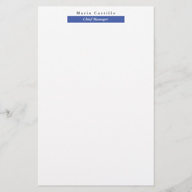 Blå vit, vit, minimal design med enkel Elegant Brevpapper (Framsida)