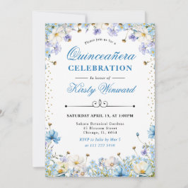 Blå vit Wildblommor glömmer mig inte. Inbjudningar