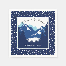 Blå, vita berg och polka dots bröllop pappersservett