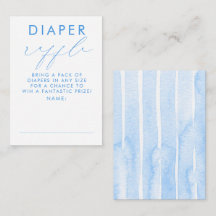 Blå Vita Blöja Lotteri Baby Shower Biljetter