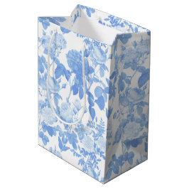 Blå Vita Blommiga Rosor Fransk Chinoiserie Mönster
