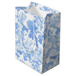 Blå Vita Blommiga Rosor Fransk Chinoiserie Mönster