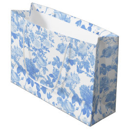 Blå Vita Blommiga Rosor Fransk Chinoiserie Mönster