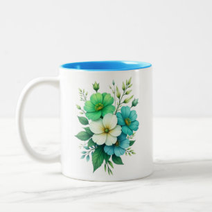 Blå Vita Blommor Bukett-57453 Två-Tonad Mugg